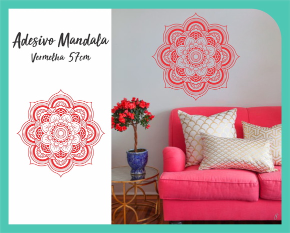 Adesivo de Mandala 57cm - Vermelha - foto 1