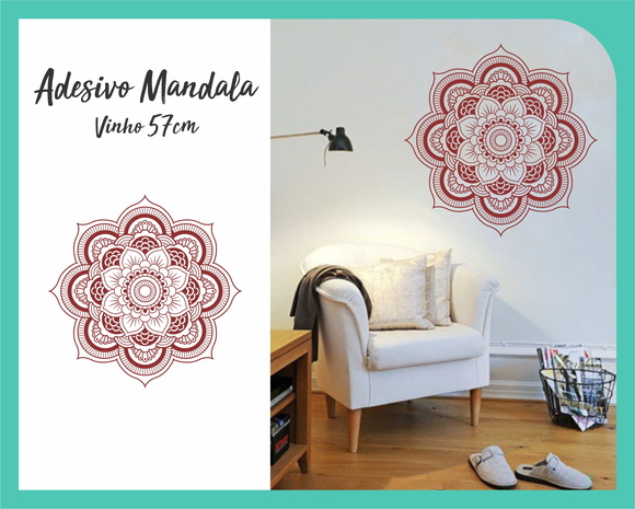 Adesivo de Mandala 57cm - Vinho - foto 1
