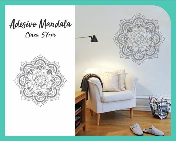 Adesivo de Mandala 57cm - Cinza - foto 1
