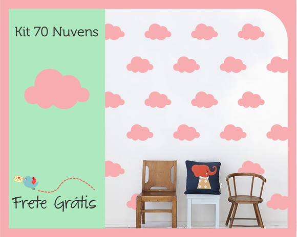 Adesivo de Nuvens - Rosa Bebê - 9cm - foto 1