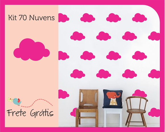 Adesivo de Nuvens - Rosa Pink - 9cm - foto 1
