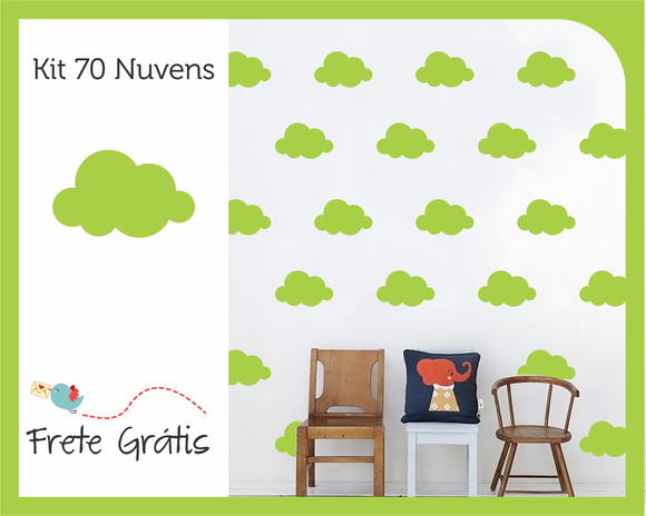 Adesivo de Nuvens - Verde - 9cm - foto 1