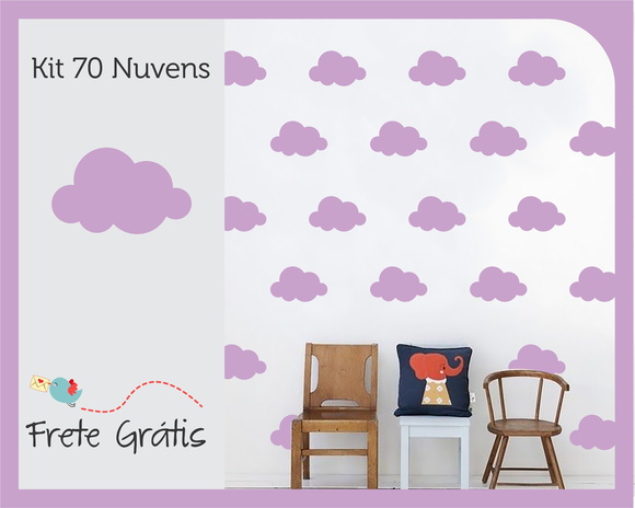 Adesivo de Nuvens - Lilás - 9cm - foto 1