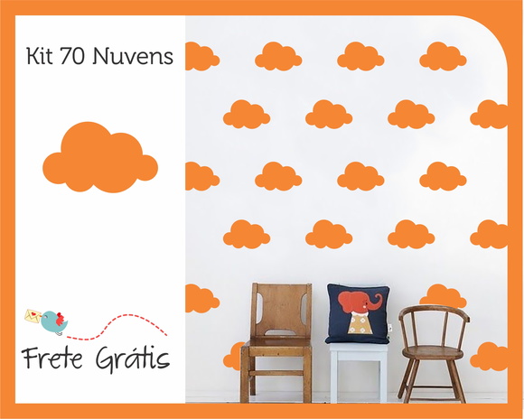 Adesivo de Nuvens - Laranja - 9cm - foto 1