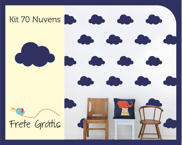 Adesivo de Nuvens - Azul Noturno - 9cm - foto 1