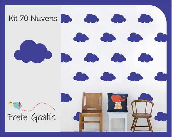 Adesivo de Nuvens - Azul Marinho - 9cm - foto 1