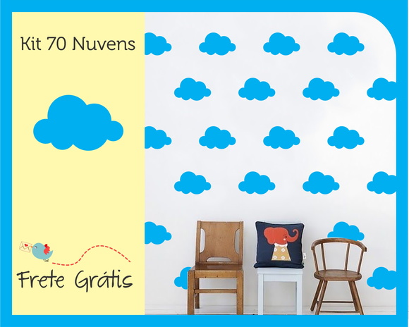 Adesivo de Nuvens - Azul Céu - 9cm - foto 1