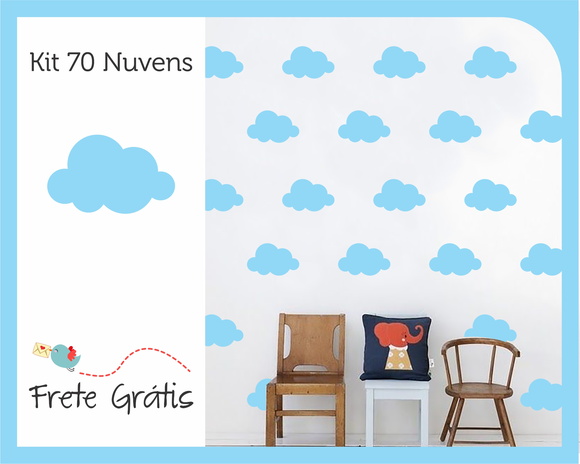 Adesivo de Nuvens - Azul Bebê - 9cm - foto 1