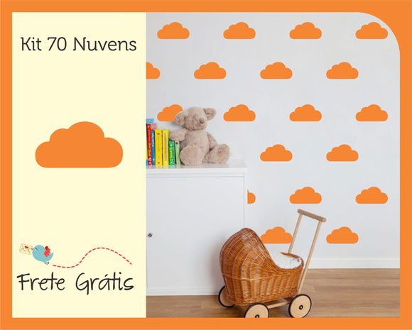 Adesivo de Nuvens - Laranja *10cm* - foto 1