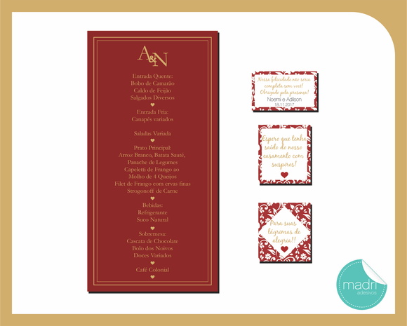 Tags e Menu Casamento - Floral