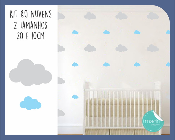 Adesivo de Nuvens - 2 Tamanhos 20 e 10 cm - foto 1