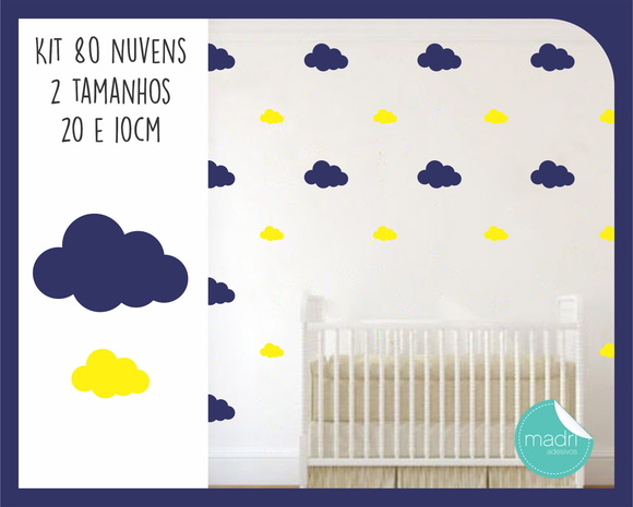Adesivo Nuvens - 2 Tamanhos 20 e 10 cm - foto 1