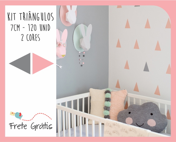 Adesivo Triângulos 7cm - 2 Cores - 120 Unidades - foto 1