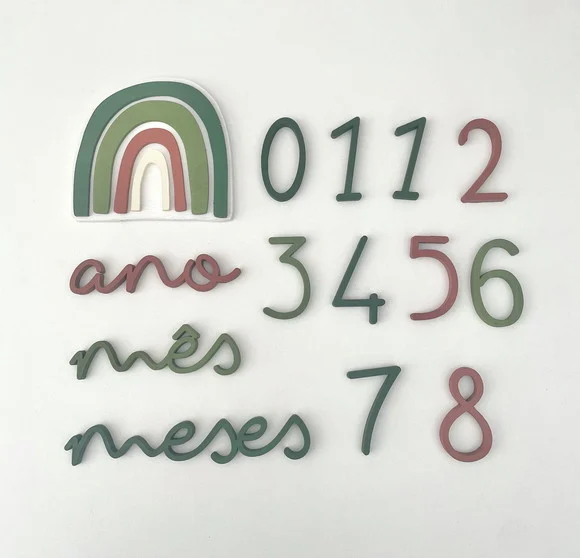 Kit Mesversário mdf - 15 Peças - Tons Pastel - Fotos Bebê - foto 1