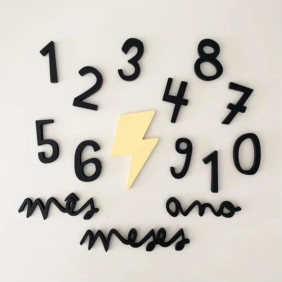 Kit Mesversário Raios mdf - 15 Peças - Minimalista