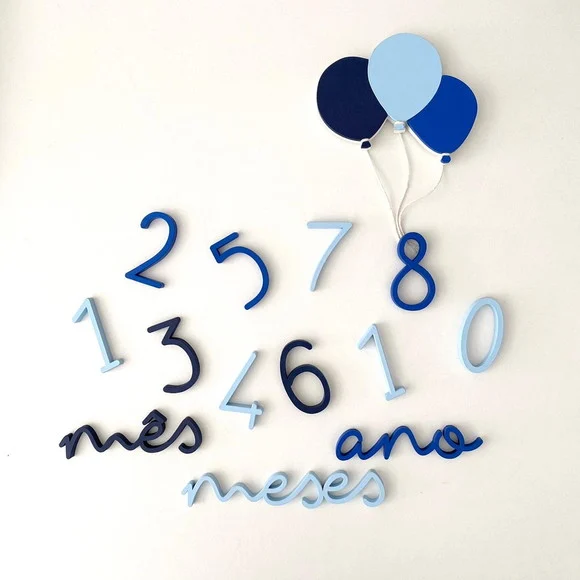 Kit Mesversário mdf - Balões Azul - foto 1