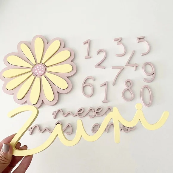 Combo Kit Mesversário 25cm - Nome Personalizado - mdf - foto 1