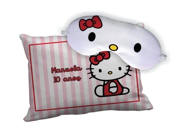 Kit Almofada 18x28cm + Mascara de Dormir Hello Kitty - foto 1