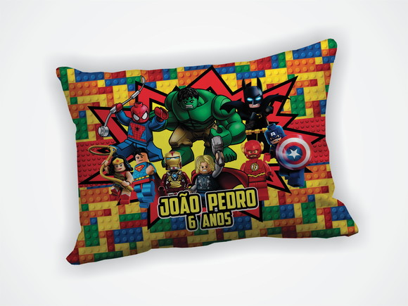 Lembrancinha Mini Almofada 18x28cm Lego Super Herois