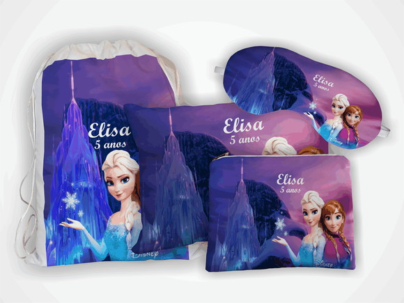 Kit Mochila+ Mini Almofada 18x28 +mascara +necessaire Frozen - foto 1