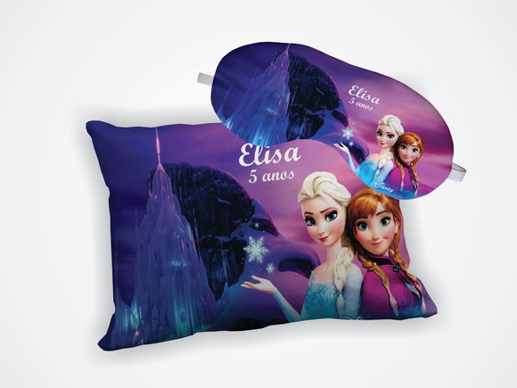 Kit Mini Almofada 18x28cm + Mascara de Dormir Frozen - foto 1