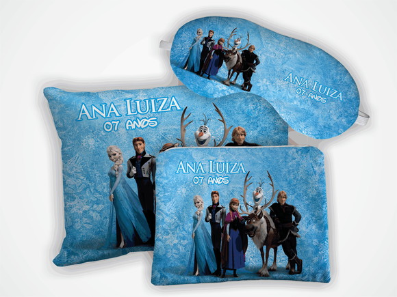 Kit Mini Almofada 18x28 + Mascara + Necessaire Frozen - foto 1