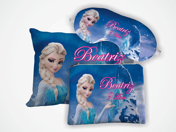 Kit Mini Almofada 18x28 + Mascara + Necessaire Frozen - foto 1