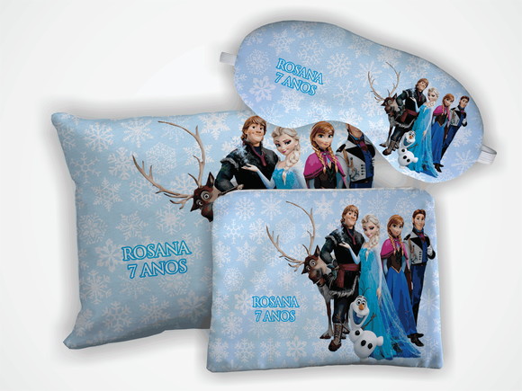 Kit Mini Almofada 18x28 + Mascara + Necessaire Frozen - foto 1