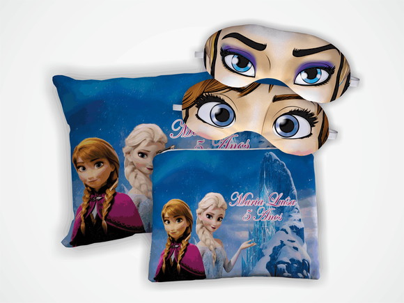 Kit Mini Almofada 18x28 + Mascara + Necessaire Frozen - foto 1