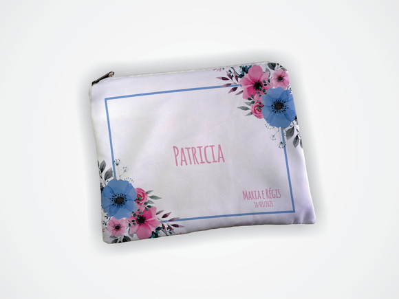 Necessaire 19x13cm Madrinha Floral Azul e Rosa - foto 1