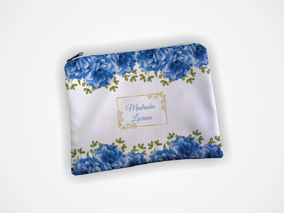 Necessaire 19x13cm Madrinha Floral Azul - foto 1