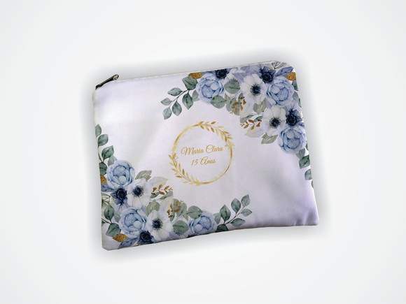 Necessaire 19x13cm Madrinha Floral Azul - foto 1