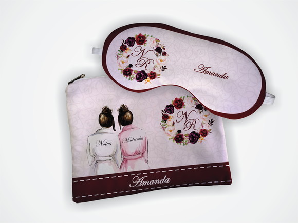 Kit Necessaire + Mascara Madrinha Marsala e Rosa