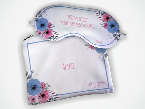 Kit Necessaire + Mascara Madrinha Rosa e Azul