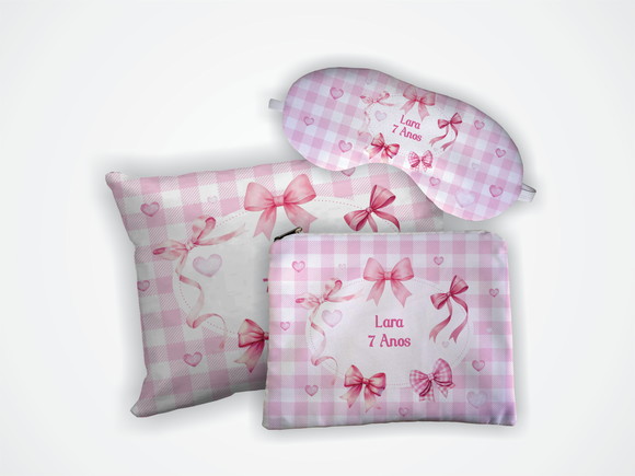 Kit Almofada 18x28 +mascara + Nécessaire Laço
