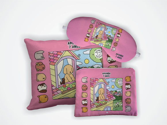 Kit Almofada 18x28 + Mascara + Nécessaire Bobbie Goods