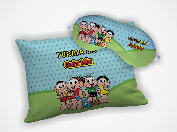Kit Almofada 18x28cm + Mascara de Dormir Turma da Monica