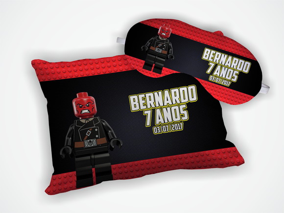 Kit Almofada 18x28cm+ Mascara de Dormir Lego