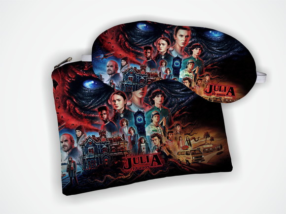 Lembrancinha Kit Necessaire 19x13cm +mascara Stranger Things