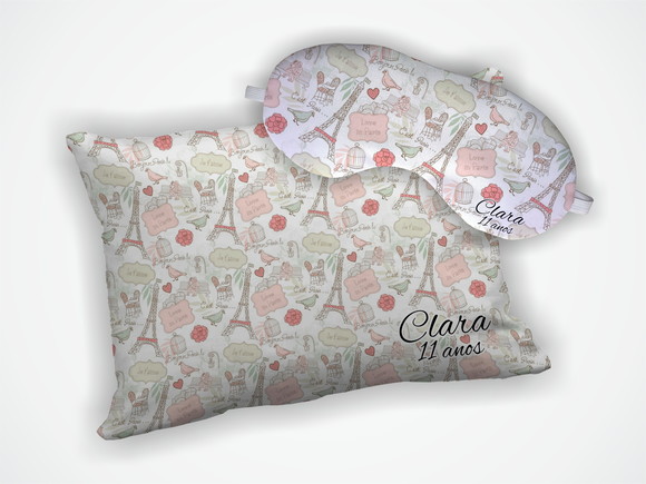 Kit Almofada 18x28cm+ Mascara de Dormir Paris