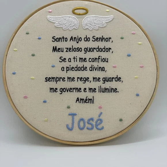 Bastidor Oração do Anjo da Guarda Confete 25cm