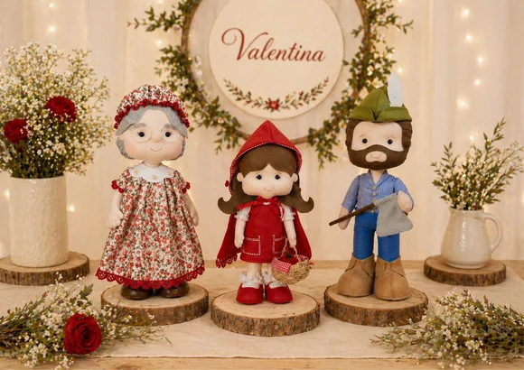 Kit Chapeuzinho Vermelho em Feltro 40cm - 3 Peças