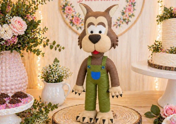 Lobo Mau da Chapeuzinho Vermelho em Feltro 40cm