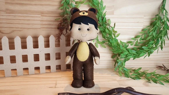 Boneco Ursinho de Feltro - Chamar Chat