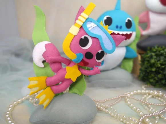 Gato - Baby Shark em Feltro* Chamar Chat