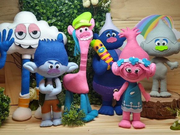Trolls de Feltro - Kit com 6 Peças - foto 1