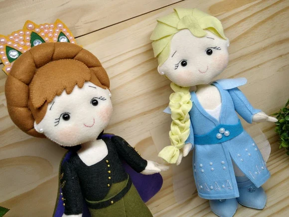 Anna e Elsa de feltro - filme Frozen