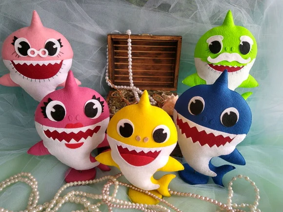Baby Shark em Feltro - Kit 5 Peças