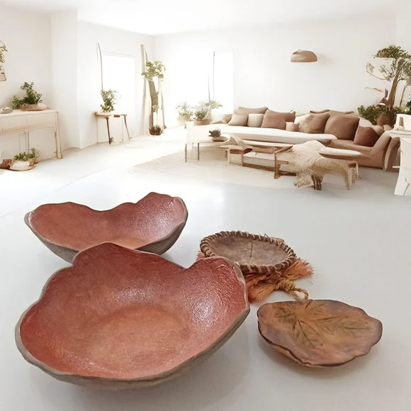 Bowl Decorativo Cerâmica Fria Fundo Fogo e