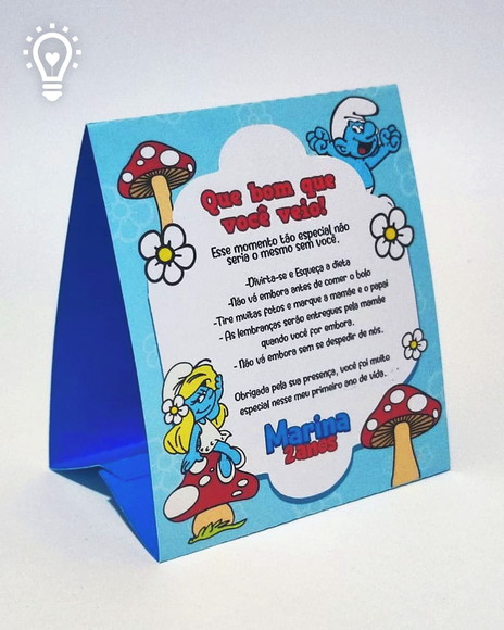 Plaquinha Centro de Mesa Smurf - Qualquer Tema - foto 1